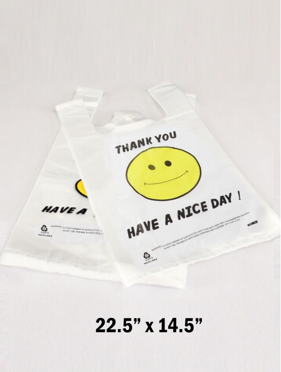 Thank You Smiley Face Shopping Bags, Take Out Bags  (50 pcs)